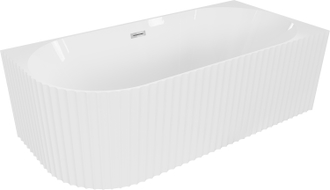 Mexen Gia freistehende Eckbadewanne geriffelt rechts 170 x 80 cm, weiß glänzend, Überlauf chrom - 52701708000P-01