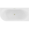 Mexen Gia freistehende Eckbadewanne mit Riffelung rechts 170 x 80 cm, weiß glänzend, Überlauf gebürstet gold
