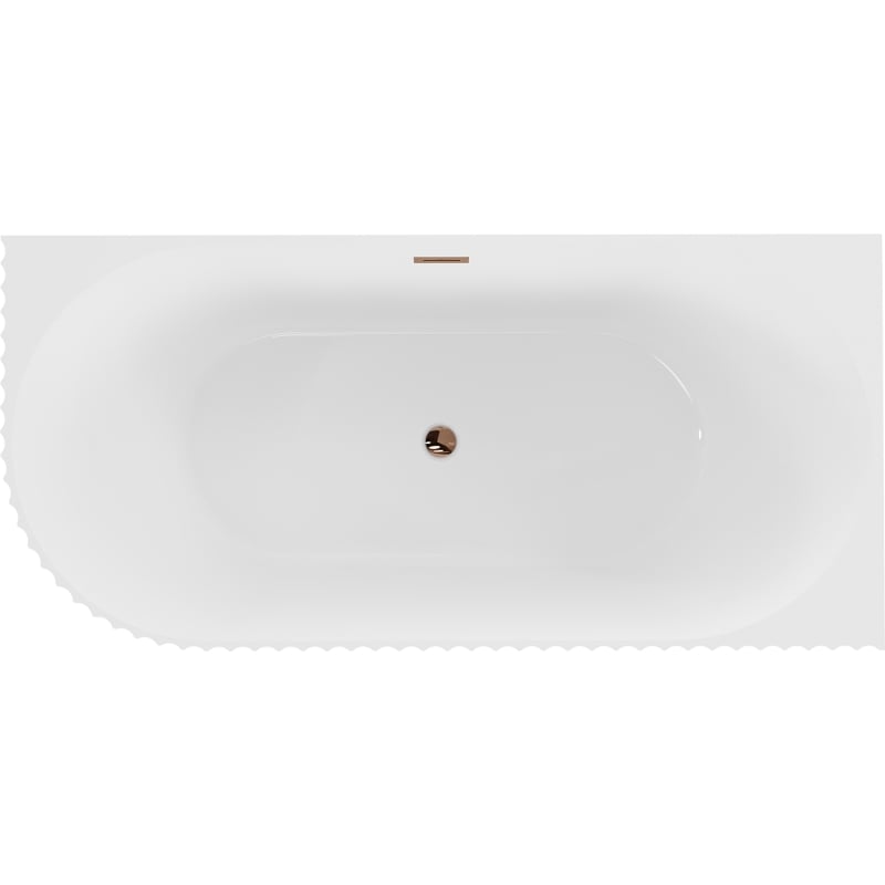 Mexen Gia freistehende Eckbadewanne geriffelt rechts 170 x 80 cm, weiß glänzend, Überlauf roségold - 52701708000P-60