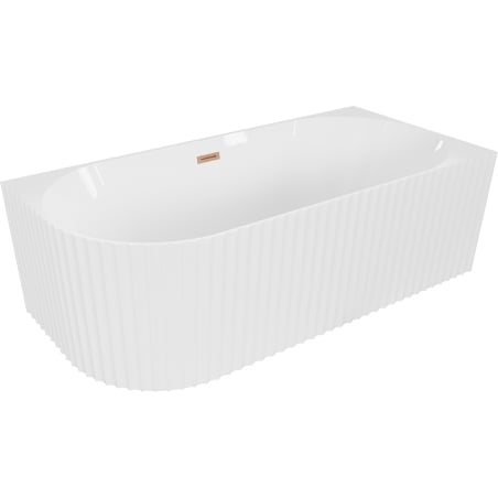 Mexen Gia Freistehende Eckbadewanne mit Rillen rechts 170 x 80 cm, weiß glänzend, Überlauf gebürstetes Kupfer - 52701708000P-65