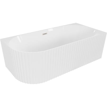 Mexen Gia freistehende Eckbadewanne geriffelt rechts 170 x 80 cm, weiß glänzend, Überlauf gebürstetes Nickel - 52701708000P-97
