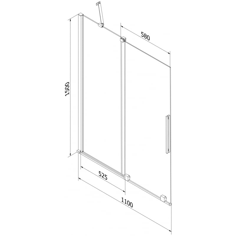 Mexen Velar Duschwand 2-flügelig verschiebbar 110 x 150 cm, Milchglas, gebürsteter Nickel - 896-110-000-31-97