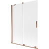 Mexen Velar Badewannenabtrennung 2-flügelig, verschiebbar 130 x 150 cm, Mattglas, Roségold - 896-130-000-31-60