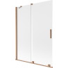 Mexen Velar Badewannenwand 2-flügelig verschiebbar 130 x 150 cm, Eis, gebürstetes Kupfer - 896-130-000-31-65