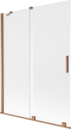 Mexen Velar Badewannenwand 2-flügelig verschiebbar 130 x 150 cm, Eis, gebürstetes Kupfer - 896-130-000-31-65