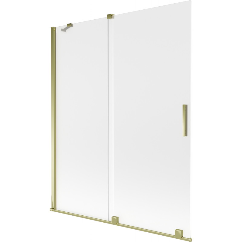 Mexen Velar Badewannenabtrennung 2-flügelig, verschiebbar 140 x 150 cm, Rauchglas, Gold - 896-140-000-31-50