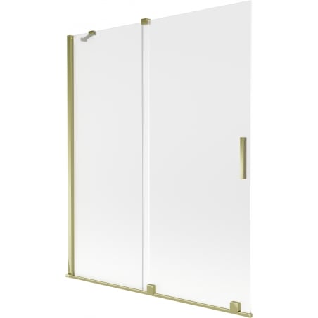 Mexen Velar Badewannenabtrennung 2-flügelig, verschiebbar 140 x 150 cm, Rauchglas, Gold - 896-140-000-31-50