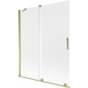 Mexen Velar Badewannenabtrennung 2-flügelig, verschiebbar 140 x 150 cm, Rauchglas, Gold - 896-140-000-31-50