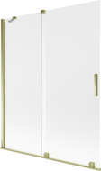 Mexen Velar Badewannenabtrennung 2-flügelig, verschiebbar 140 x 150 cm, Rauchglas, Gold - 896-140-000-31-50