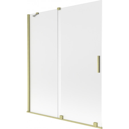 Mexen Velar Badewannenabtrennung 2-flügelig, verschiebbar 140 x 150 cm, matt, gebürstetes Gold - 896-140-000-31-55