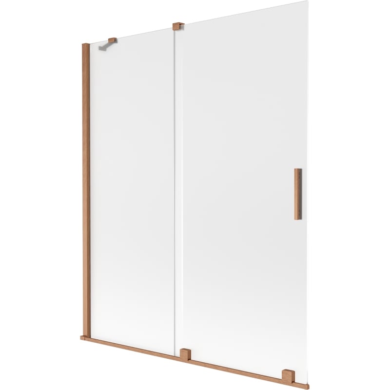 Mexen Velar Badewannenfaltwand 2-flügelig, 140 x 150 cm, satiniert, gebürstetes Kupfer - 896-140-000-31-65