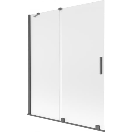 Mexen Velar Zweiteilige, Schiebbare Badewannenwand 140 x 150 cm, Gefrostet, Gebürstet Gun Gray - 896-140-000-31-66