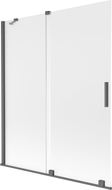 Mexen Velar Zweiteilige, Schiebbare Badewannenwand 140 x 150 cm, Gefrostet, Gebürstet Gun Gray - 896-140-000-31-66