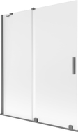Mexen Velar 2-flügelige, verschiebbare Badewannenabtrennung 140 x 150 cm, mattiert, Gun Metal - 896-140-000-31-95