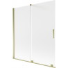 Mexen Velar Duschabtrennung Badewanne 2-flügelig schiebbar 150 x 150 cm, mattiert, gold - 896-150-000-31-50