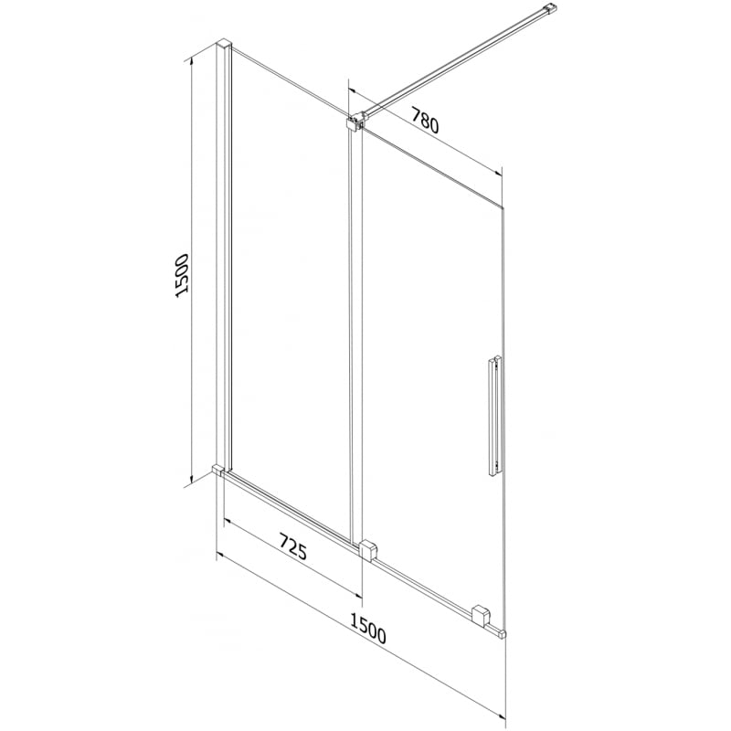 Mexen Velar Badewannenabtrennung 2-flügelig verschiebbar 150 x 150 cm, matt, Roségold - 896-150-000-31-60