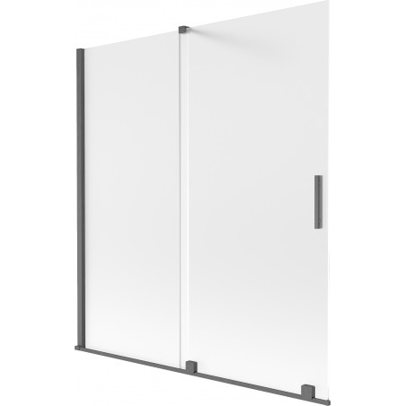 Mexen Velar 2-flügelige, schiebbare Duschabtrennung 150 x 150 cm, Milchglas, gebürstetes Gun Gray - 896-150-000-31-66