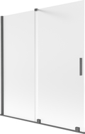 Mexen Velar 2-flügelige, schiebbare Duschabtrennung 150 x 150 cm, Milchglas, gebürstetes Gun Gray - 896-150-000-31-66