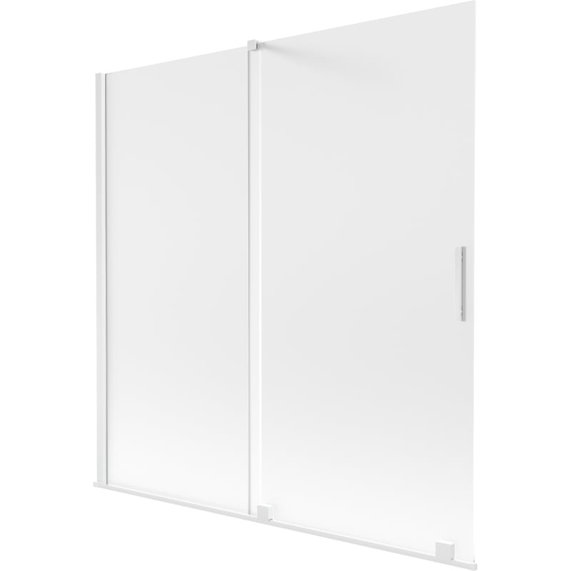 Mexen Velar Badewannenabtrennung 2-flügelig verschiebbar 160 x 150 cm, Mattglas, Weiß - 896-160-000-31-20