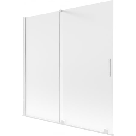 Mexen Velar Badewannenabtrennung 2-flügelig verschiebbar 160 x 150 cm, Mattglas, Weiß - 896-160-000-31-20