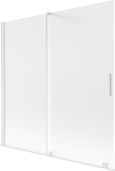 Mexen Velar Badewannenabtrennung 2-flügelig verschiebbar 160 x 150 cm, Mattglas, Weiß - 896-160-000-31-20
