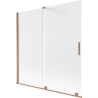 Mexen Velar Badewannen-Paravent 2-flügelig verschiebbar 160 x 150 cm, gefrostet, gebürstetes Kupfer - 896-160-000-31-65