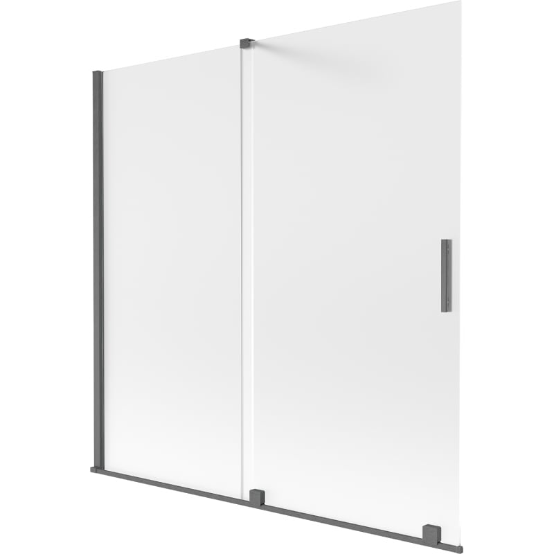 Mexen Velar Duschwand für Badewanne 2-flügelig verschiebbar 160 x 150 cm, matt, gebürstet Waffengrau - 896-160-000-31-66