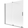 Mexen Velar Duschwand für Badewanne 2-flügelig verschiebbar 160 x 150 cm, matt, gebürstet Waffengrau - 896-160-000-31-66