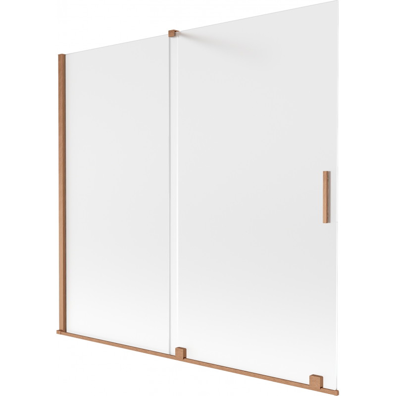 Mexen Velar Badewannenabtrennung 2-flügelig Schiebetür 170 x 150 cm, Frost, gebürstetes Kupfer - 896-170-000-31-65