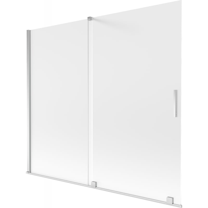 Mexen Velar Badewannenabtrennung 2-flügelig verschiebbar 180 x 150 cm, Milchglas, Chrom - 896-180-000-31-01