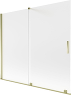Mexen Velar Badewannenabtrennung, 2-flügelig, verschiebbar, 180 x 150 cm, mattiert, golden - 896-180-000-31-50