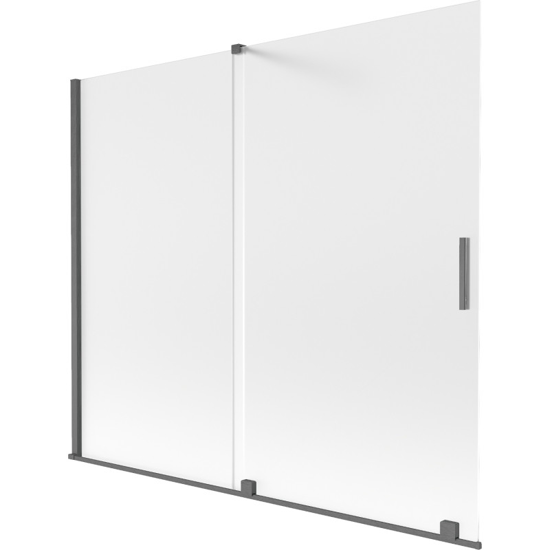 Mexen Velar 2-flügelige verschiebbare Badewannenabtrennung 180 x 150 cm, Frost, gebürstetes Gun Gray - 896-180-000-31-66