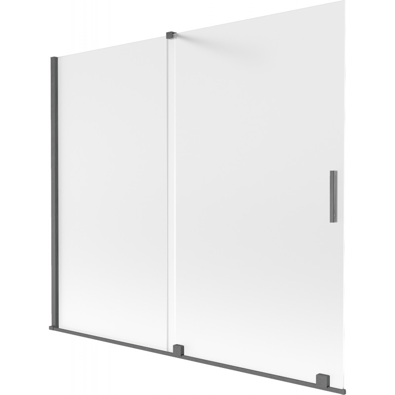 Mexen Velar Badewannenwand, 2-flügelig, verschiebbar, 180 x 150 cm, matt, gebürstetes Waffengrau - 896-180-000-31-66