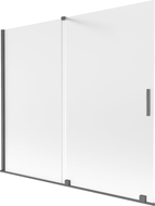 Mexen Velar Badewannenwand, 2-flügelig, verschiebbar, 180 x 150 cm, matt, gebürstetes Waffengrau - 896-180-000-31-66