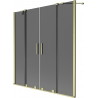 Mexen Velar Duo Wannentrennwand, 2-flügelig, verschiebbar 150 x 150 cm, Grafit, gebürstetes Gold - 896-150-000-42-55