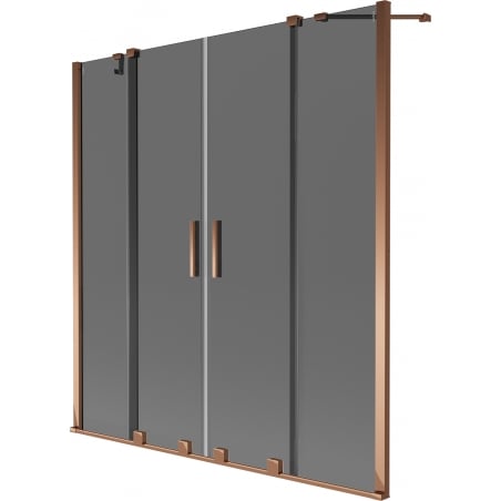 Mexen Velar Duo Badewannenfaltwand 2-flügelig verschiebbar 150 x 150 cm, Grafit, Roségold - 896-150-000-42-60