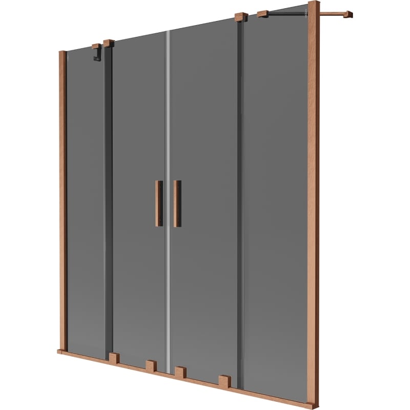 Mexen Velar Duo 2-flügelige verschiebbare Badewannenabtrennung 150 x 150 cm, Grafit, gebürstetes Kupfer - 896-150-000-42-65
