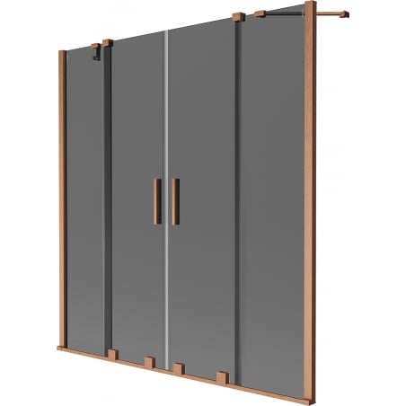 Mexen Velar Duo 2-flügelige verschiebbare Badewannenabtrennung 150 x 150 cm, Grafit, gebürstetes Kupfer - 896-150-000-42-65