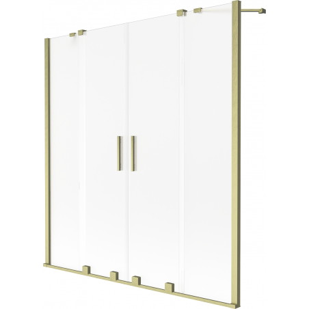 Mexen Velar Duo Badewannenabtrennung 2-teilig verschiebbar 150 x 150 cm, matt, gebürstetes Gold - 896-150-000-32-55