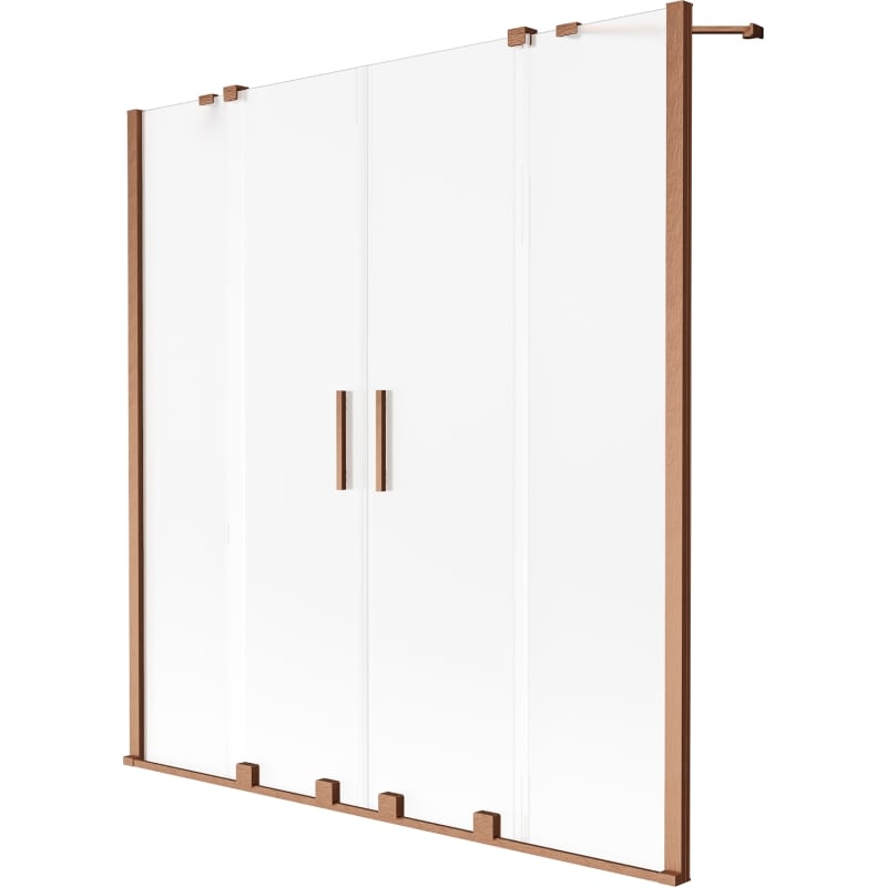 Mexen Velar Duo Badewannenabtrennung 2-flügelig verschiebbar 150 x 150 cm, matt, gebürstetes Kupfer - 896-150-000-32-65