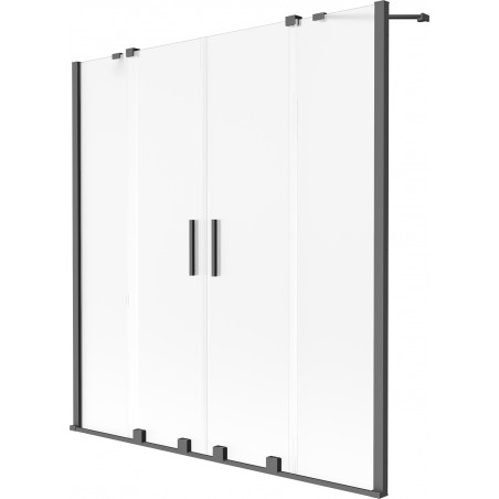 Mexen Velar Duo-Badewannenfaltwand, 2-teilig, verschiebbar, 150 x 150 cm, satiniert, Gun Metal - 896-150-000-32-95