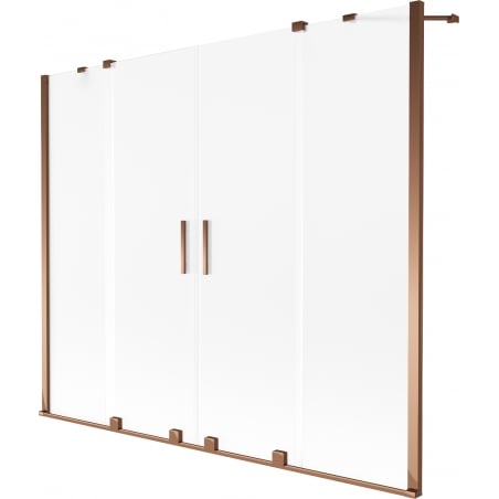 Mexen Velar Duo Badewannenabtrennung 2-flügelig verschiebbar 180 x 150 cm, Frost, Roségold - 896-180-000-32-60