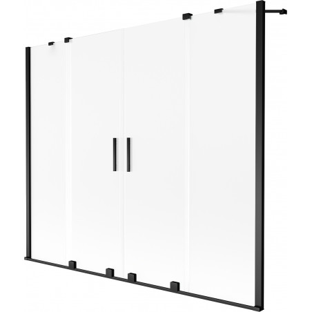 Mexen Velar Duo 2-flügelige verschiebbare Badewannenabtrennung 180 x 150 cm, matt, schwarz - 896-180-000-32-70