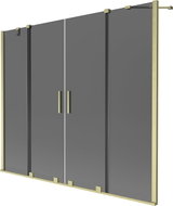 Mexen Velar Duo Badewannenabtrennung 2-flügelig, 180 x 150 cm, graphit, gebürstetes Gold - 896-180-000-42-55