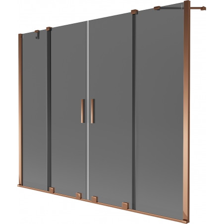 Mexen Velar Duo Badeparavan 2-flügelig verschiebbar 180 x 150 cm, graphit, Roségold - 896-180-000-42-60