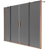 Mexen Velar Duo Badewannenwand 2-flügelig verschiebbar 180 x 150 cm, Graphit, gebürstetes Kupfer - 896-180-000-42-65