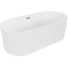 Mexen Paola freistehende geriffelte Badewanne 170 x 80 cm, weiß matt, Ablaufgarnitur gold - 52721708001-50