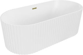 Mexen Paola freistehende geriffelte Badewanne 170 x 80 cm, weiß matt, Ablaufgarnitur gold - 52721708001-50