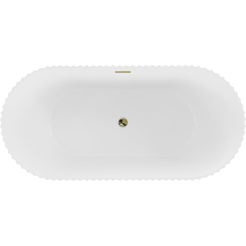 Mexen Paola freistehende geriffelte Badewanne 170 x 80 cm, weiß matt, Ablaufgarnitur gold - 52721708001-50