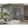 Mexen Omega Schiebeduschkabine 110 x 80 cm, transparent, Chrom + Duschwanne Flat - 825-110-080-01-00-4010